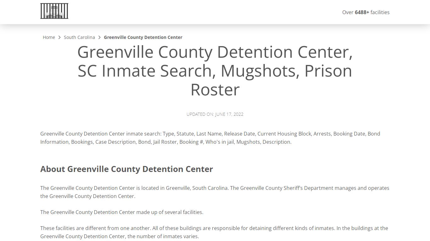 Greenville County Detention Center, SC Inmate Search ...